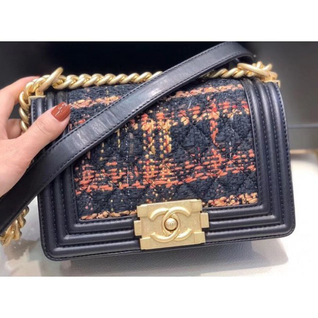 Chanel Tweed Boy Flap Shoulder Small Bag 2018