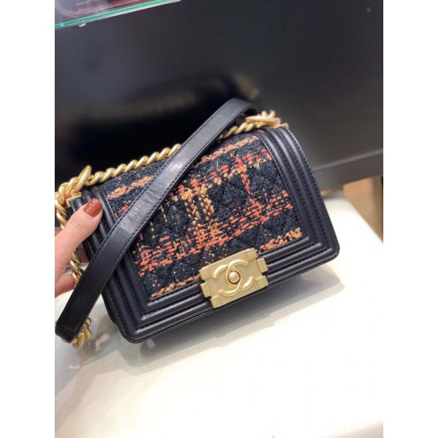 Chanel Tweed Boy Flap Shoulder Small Bag 2018