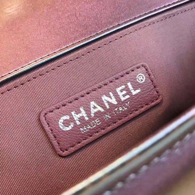 Chanel PVC/Iridescent Patent Boy Water Flap Medium Bag Purple 2018