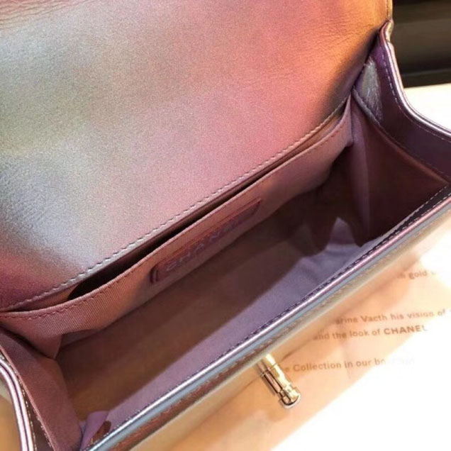 Chanel PVC/Iridescent Patent Boy Water Flap Small Bag Purple 2018