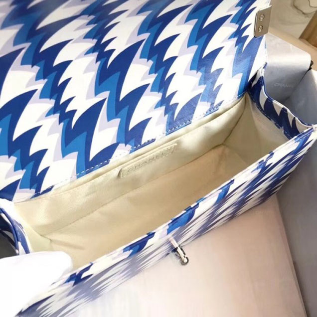 Chanel Lambskin Printing and Dyeing Boy Flap Medium Bag White/Blue 2018