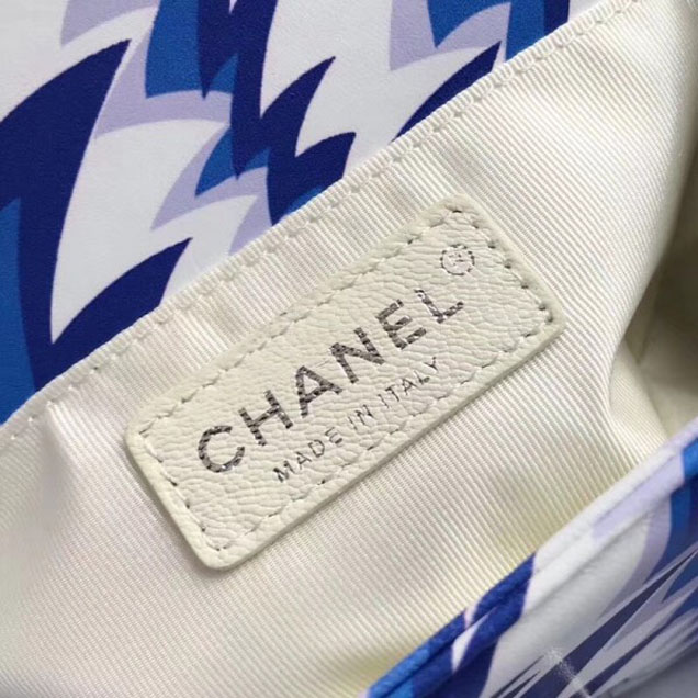 Chanel Lambskin Printing and Dyeing Boy Flap Small Bag White/Blue 2018