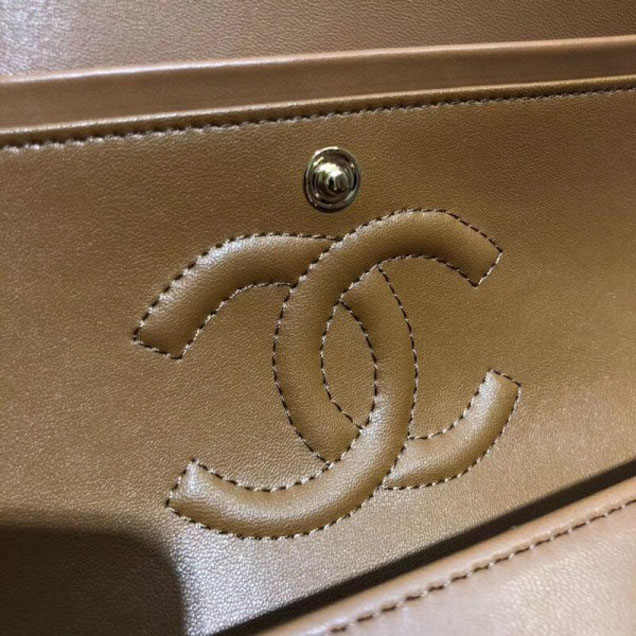 Chanel Braided Canvas Classic Flap Medium Bag Brown 2018