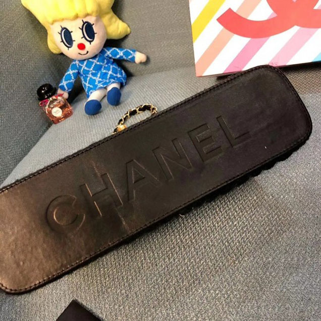 Chanel Tweed and Woven Straw Classic Flap Bag Black 2018