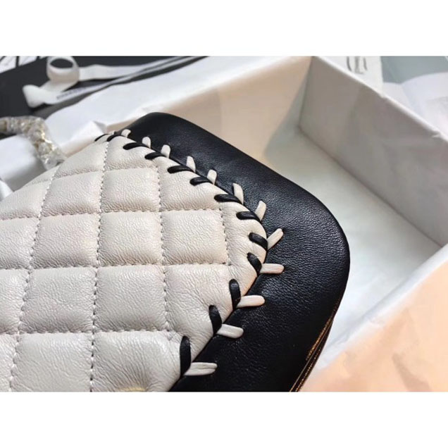 Chanel Large Stitch Flap Bag Black/Off White Runway 2018