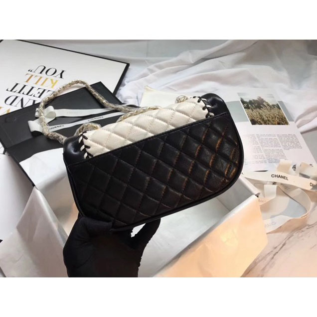 Chanel Large Stitch Flap Bag Black/Off White Runway 2018