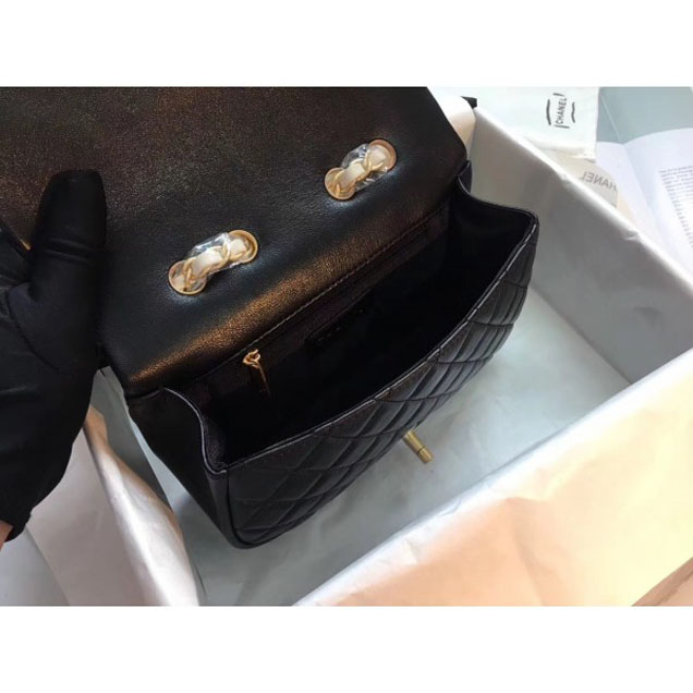 Chanel Large Stitch Flap Bag Black/Off White Runway 2018
