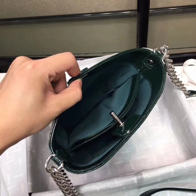 Chanel Crumpled Calfskin Small Bucket Bag A57636 Dark Green 2018