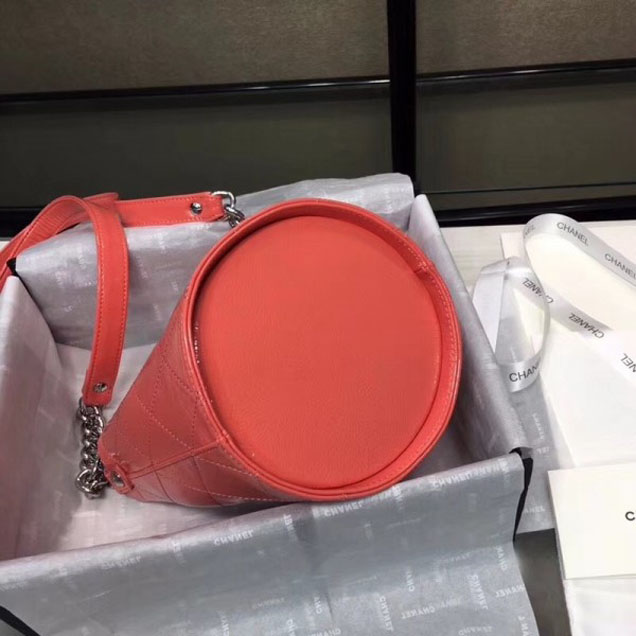Chanel Crumpled Calfskin Small Bucket Bag A57636 Dark Pink 2018
