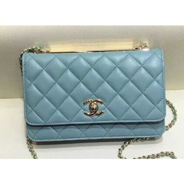 Chanel Lambskin Trendy CC Wallet On Chain WOC Bag A80982 Light Green 2018