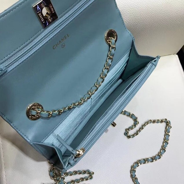 Chanel Lambskin Trendy CC Wallet On Chain WOC Bag A80982 Light Green 2018