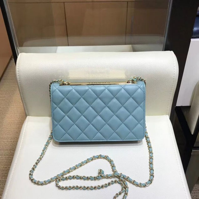 Chanel Lambskin Trendy CC Wallet On Chain WOC Bag A80982 Light Green 2018