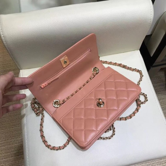 Chanel Lambskin Trendy CC Wallet On Chain WOC Bag A80982 Caramel 2018