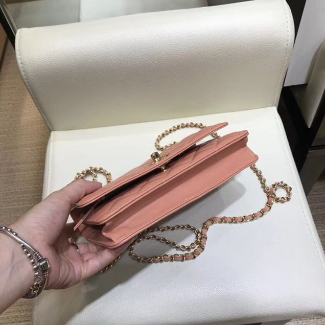 Chanel Lambskin Trendy CC Wallet On Chain WOC Bag A80982 Caramel 2018