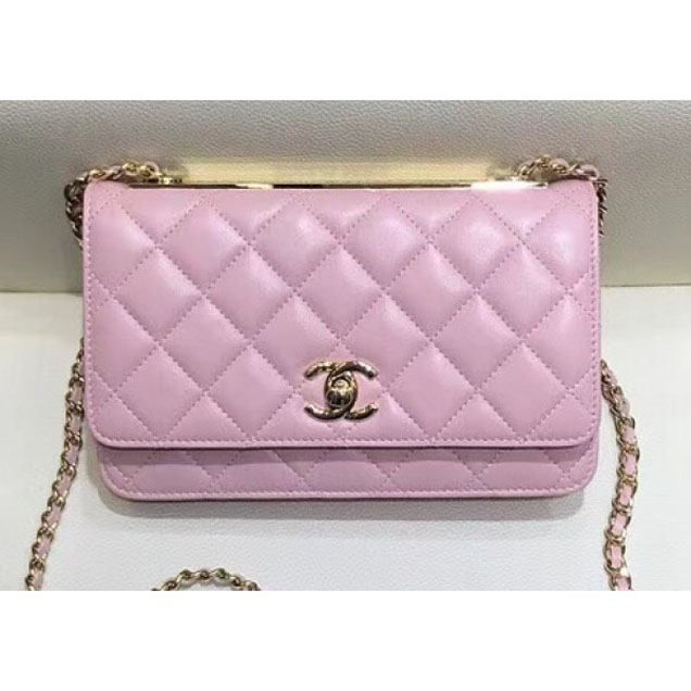 Chanel Lambskin Trendy CC Wallet On Chain WOC Bag A80982 Pink 2018