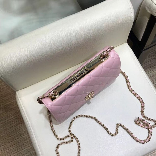 Chanel Lambskin Trendy CC Wallet On Chain WOC Bag A80982 Pink 2018