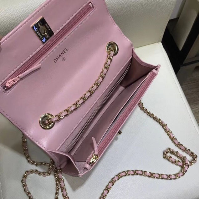 Chanel Lambskin Trendy CC Wallet On Chain WOC Bag A80982 Pink 2018