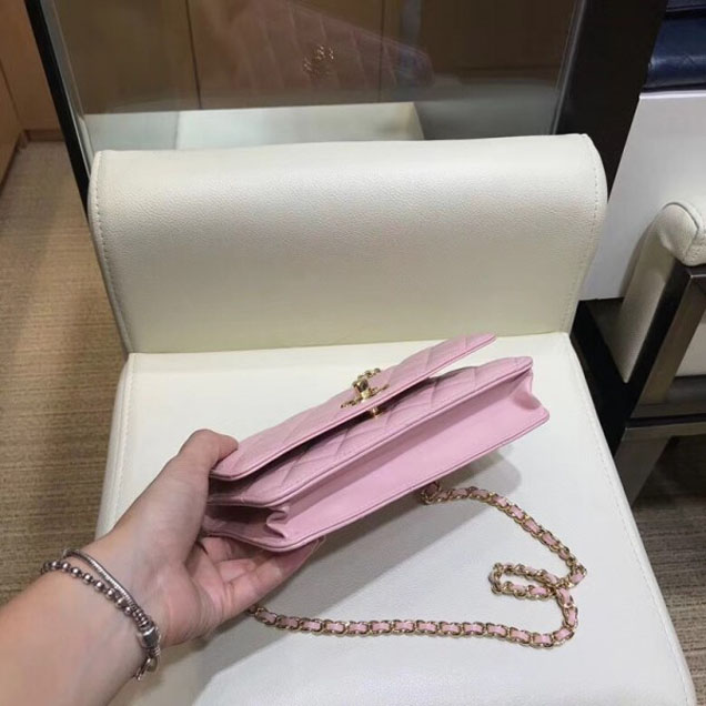 Chanel Lambskin Trendy CC Wallet On Chain WOC Bag A80982 Pink 2018