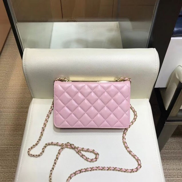 Chanel Lambskin Trendy CC Wallet On Chain WOC Bag A80982 Pink 2018