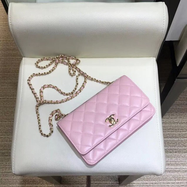 Chanel Lambskin Trendy CC Wallet On Chain WOC Bag A80982 Pink 2018