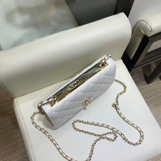 Chanel Lambskin Trendy CC Wallet On Chain WOC Bag A80982 White 2018