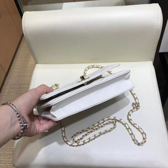 Chanel Lambskin Trendy CC Wallet On Chain WOC Bag A80982 White 2018