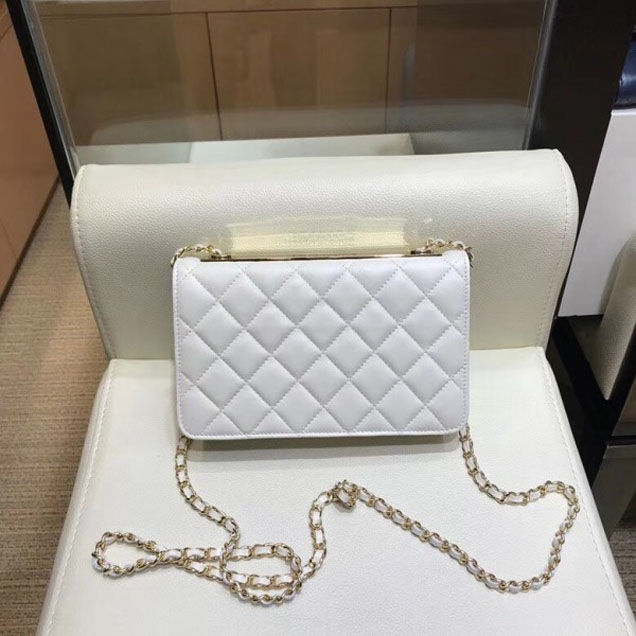 Chanel Lambskin Trendy CC Wallet On Chain WOC Bag A80982 White 2018