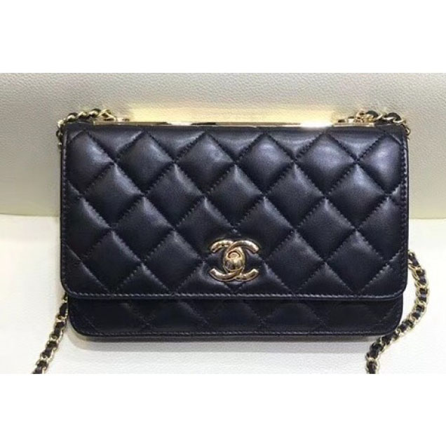 Chanel Lambskin Trendy CC Wallet On Chain WOC Bag A80982 Black 2018