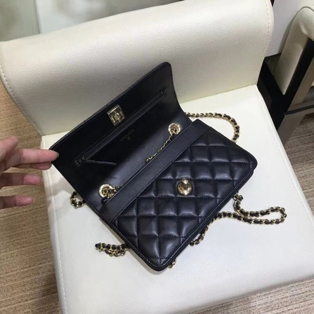 Chanel Lambskin Trendy CC Wallet On Chain WOC Bag A80982 Black 2018