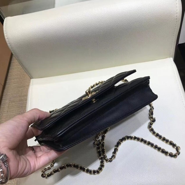 Chanel Lambskin Trendy CC Wallet On Chain WOC Bag A80982 Black 2018