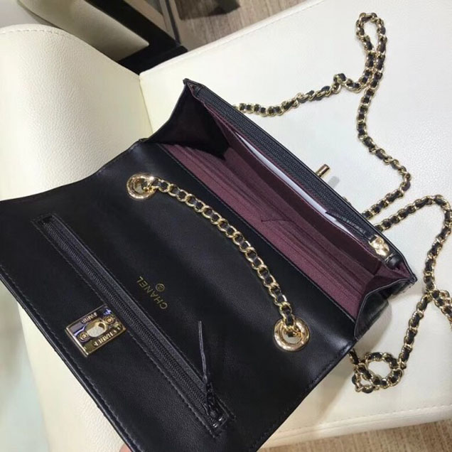 Chanel Lambskin Trendy CC Wallet On Chain WOC Bag A80982 Black 2018