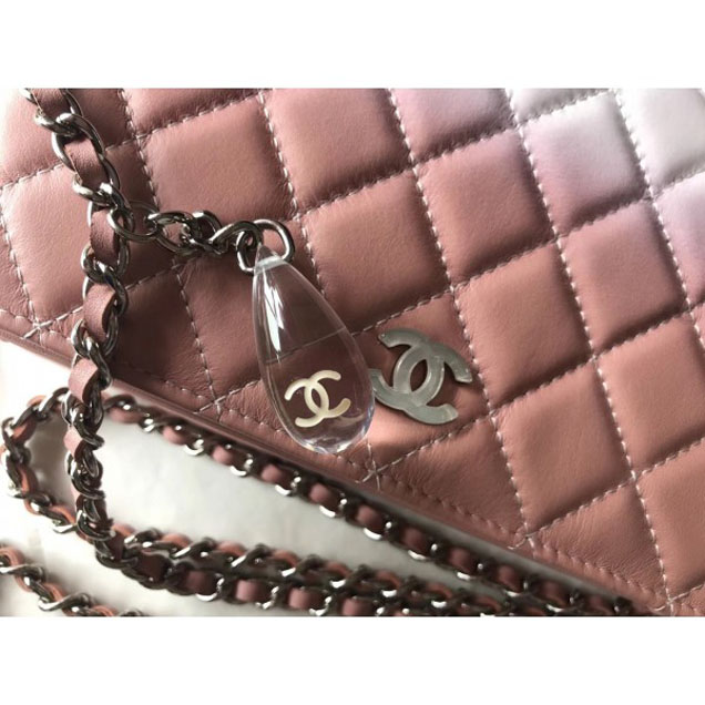 Chanel Patent Calfskin Glass Strass Wallet On Chain WOC Bag Pink/White 2018