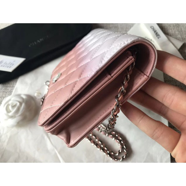 Chanel Patent Calfskin Glass Strass Wallet On Chain WOC Bag Pink/White 2018