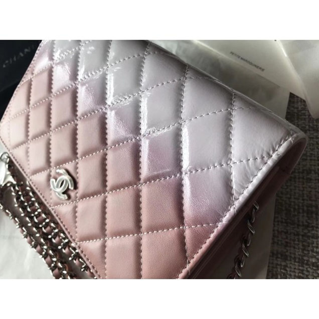 Chanel Patent Calfskin Glass Strass Wallet On Chain WOC Bag Pink/White 2018