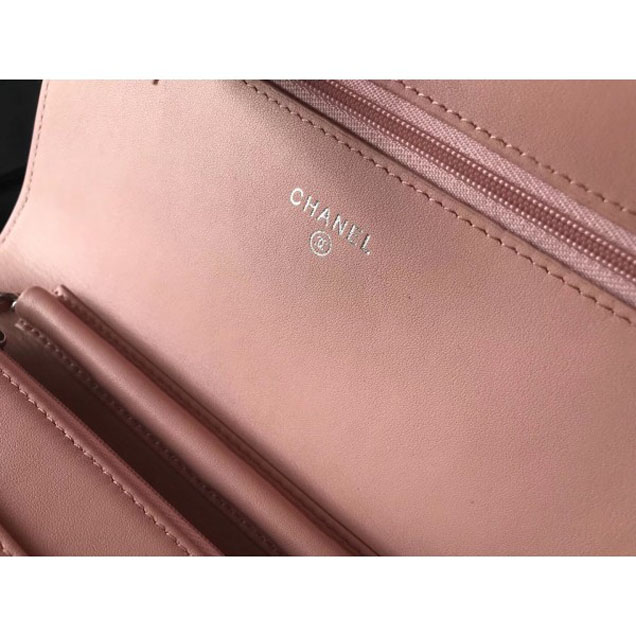 Chanel Patent Calfskin Glass Strass Wallet On Chain WOC Bag Pink/White 2018