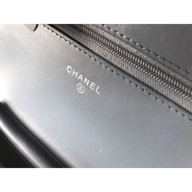Chanel Patent Calfskin Glass Strass Wallet On Chain WOC Bag Blue/White 2018
