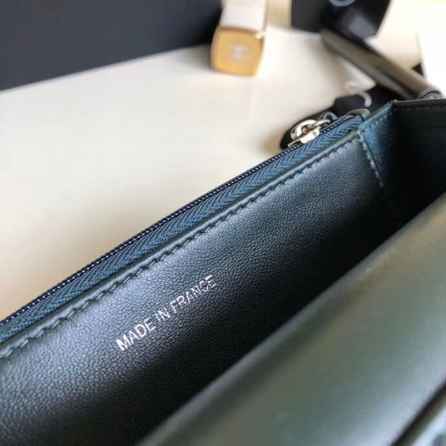 Chanel Lambskin Camellia Wallet On Chain WOC Bag Green