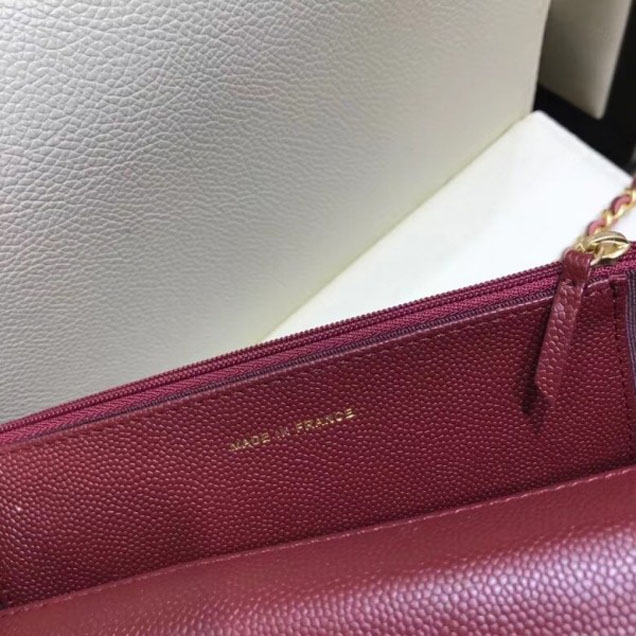 Chanel Shine Gold Hardware Caviar Boy Wallet On Chain WOC Bag Burgundy 2018