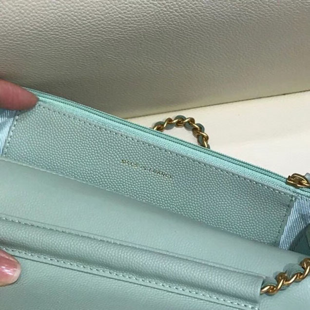Chanel Shine Gold Hardware Caviar Boy Wallet On Chain WOC Bag Light Green 2018