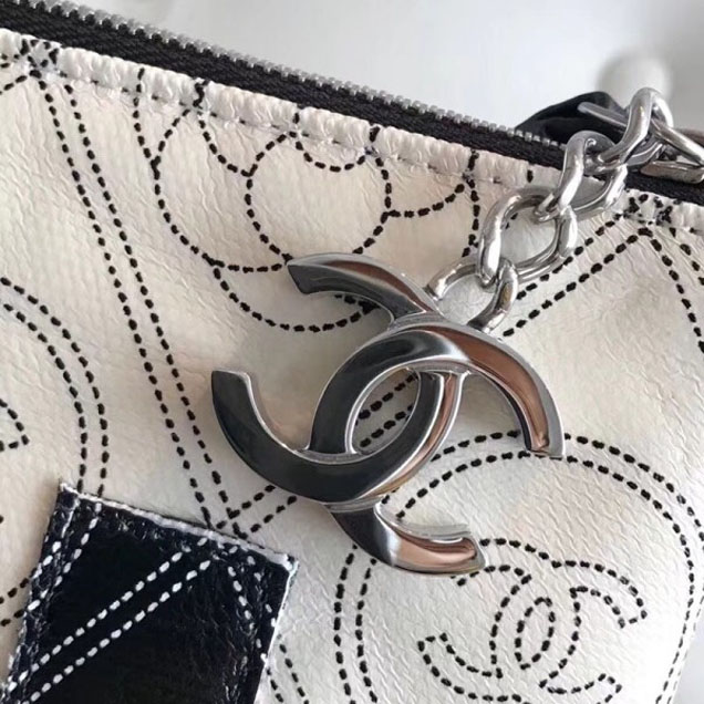 Chanel Printed Canvas Maxi Pouch Clutch Bag A70214 Black/Beige 2018