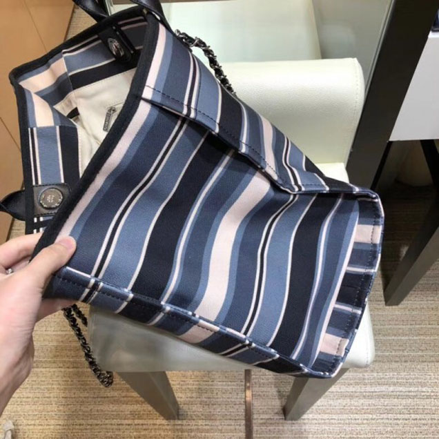 Chanel Canvas Deauville Shopping Bag A66941 Stripe 2018