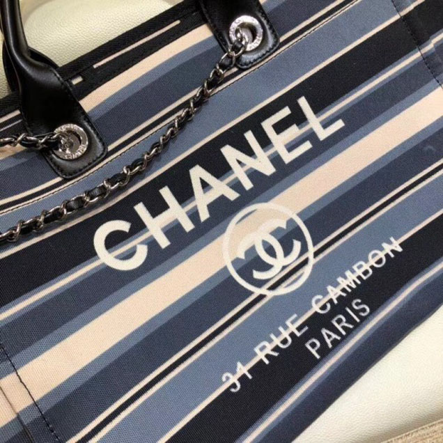 Chanel Canvas Deauville Shopping Bag A66941 Stripe 2018