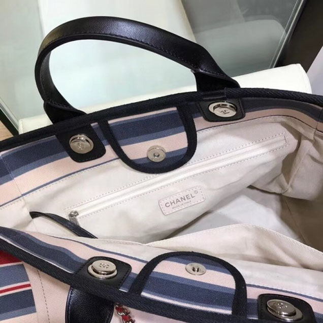 Chanel Canvas Deauville Shopping Bag A66941 Beige/Stripe 2018