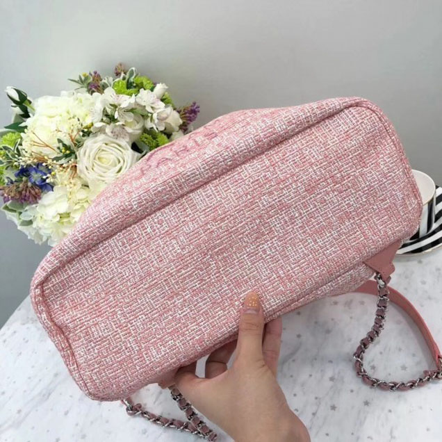 Chanel Golden Silk Thread Deauville Canvas Backpack Bag A93787 Pink 2018