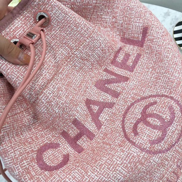 Chanel Golden Silk Thread Deauville Canvas Backpack Bag A93787 Pink 2018