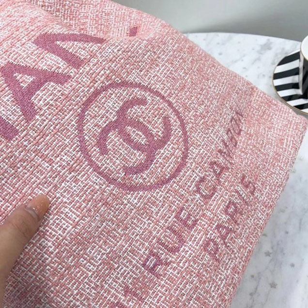 Chanel Golden Silk Thread Deauville Canvas Backpack Bag A93787 Pink 2018