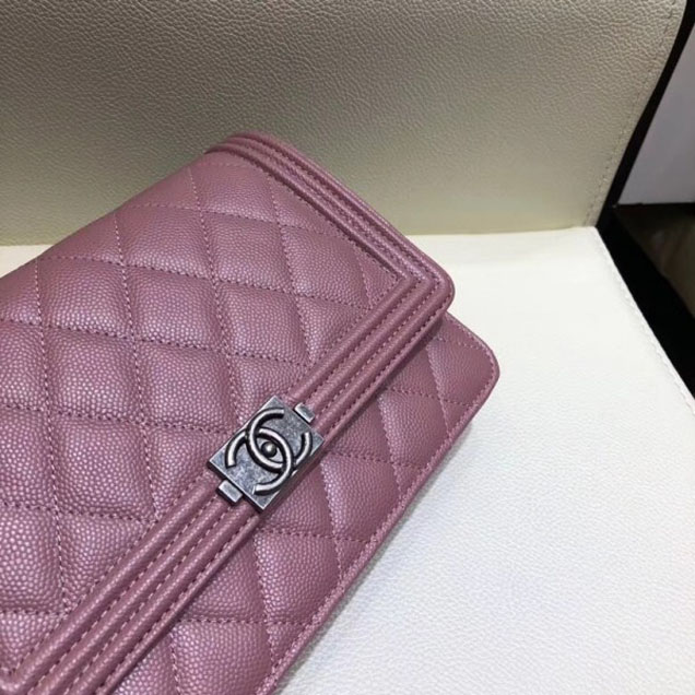 Chanel Caviar Boy Wallet On Chain WOC Bag Pink/Silver 2018