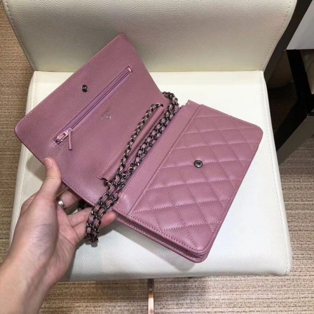 Chanel Caviar Boy Wallet On Chain WOC Bag Pink/Silver 2018