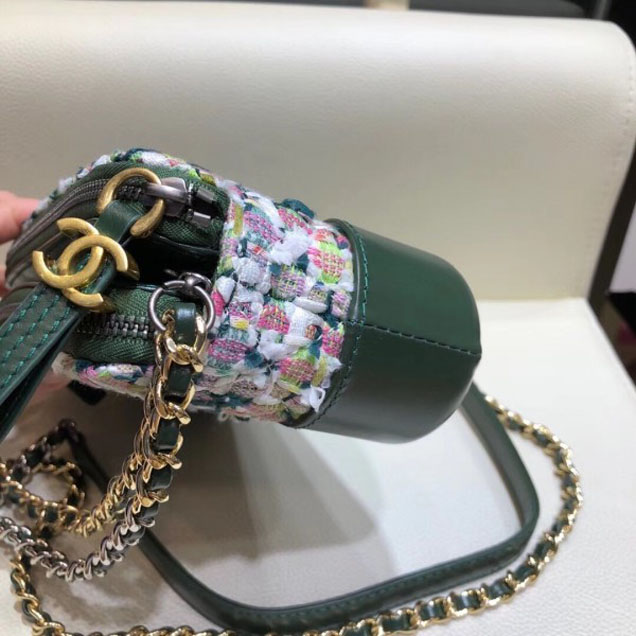 Chanel Gabrielle Clutch With Chain Bag A94505 Tweed/Calfskin Green 2018