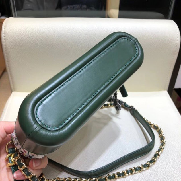 Chanel Gabrielle Clutch With Chain Bag A94505 Tweed/Calfskin Green 2018